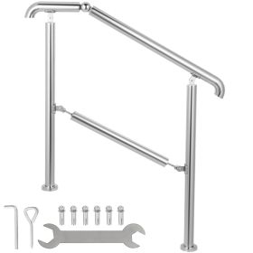 Stainless Steel Transitional Handrail fit for Level Surface and 2 to 3 Adjustable Stair Indoor Outdoor Step Railings 441lb Capacity with Installa