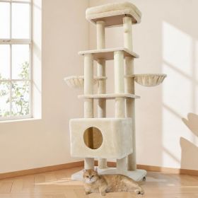 Gardner Pets Large Cat Tree For Medium To Large Cats, Heavy-Duty Cat Tower With Scratch Post And Washable Top Perch. Self-pickup Orders Supported (Option: 6Tier Basic Version Beige)