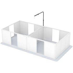 Whelping Box for Dogs w/ Retractable Light Stand, Waterproof Pee Pad & Adjustable Height Door for Medium Breed Dogs (Option: White-1070x570x210 mm)