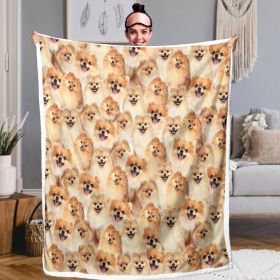 Pomeranian Pattern Fleece Blanket Girls Pink Sherpa Blanket Cute Dog Animal Lightweight Warm Cozy Bed or Couch Throw (size: 150x200cm)