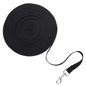 Dog Leash Long Obedience Recall Foot Feet Training Lead 6/15/23/33/50/100 FT (Color: Black, Length: 50 FT)