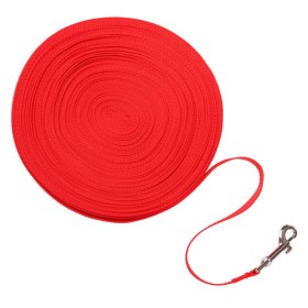 Dog Leash Long Obedience Recall Foot Feet Training Lead 6/15/23/33/50/100 FT (Color: Red, Length: 15 FT)